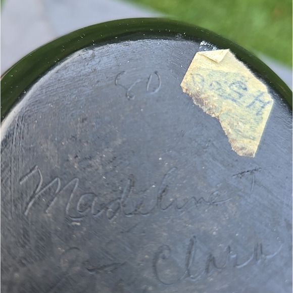 Santa Clara Pueblo Blackware Pottery Signed Madeline T. 7.2" Avanyu Excellent - Picture 13 of 16